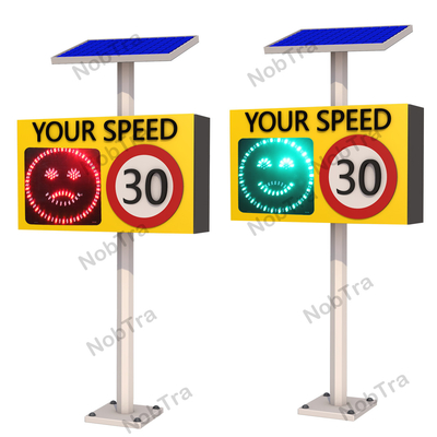 Red & Green Solar Speed Feedback Sign with Smile Face and Sad Face