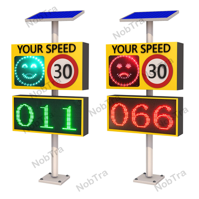 Red & Green Solar Speed Feedback Sign with Smile Face and Sad Face