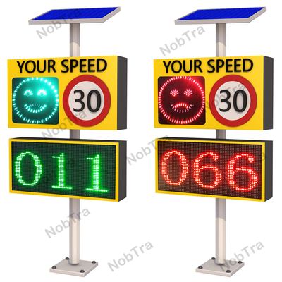 Red & Green Solar Speed Feedback Sign with Smile Face and Sad Face