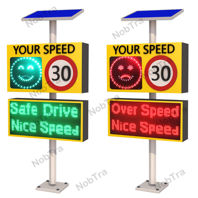 Red & Green Solar Speed Feedback Sign with Smile Face and Sad Face