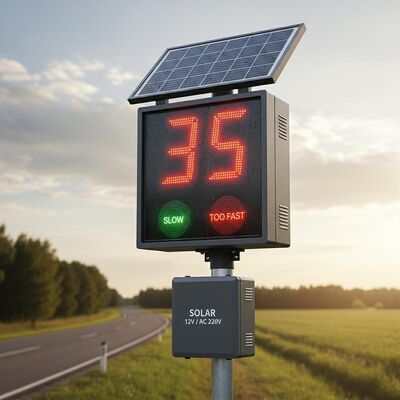 Weatherproof IP 54 Radar Feedback Sign Solar Including Lithium Battery and Solar 12V or AC 220V Power Source Ensuring Outdoor