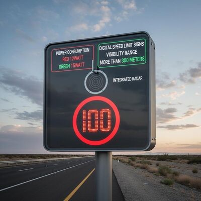 Power Consumption Red 12watt Green 15watt Digital Speed Limit Signs Visibility Range More Than 300 Meters and Integrated Radar for Highway Safety